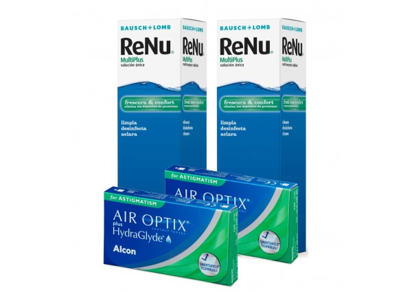 Pack Air Optix HydraGlyde Astig Renu Multiplus